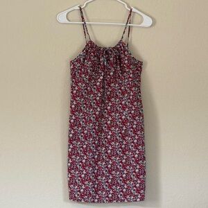 Women’s Vintage Red Floral Halter Drawstring Dress. Size S